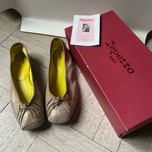 REPETTO X CATHERINE MALANDRINO Gold Glitter Ballet Flats